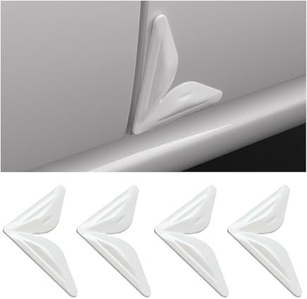 JNNJ 4 Pieces Universal Car Door Corner Protector, Scratch Resistant Car Door Corner Cover, Cars Doors Corner Guard Car Door Protector, Vehicles Side Doors Edge Corners Guard Protector(White)