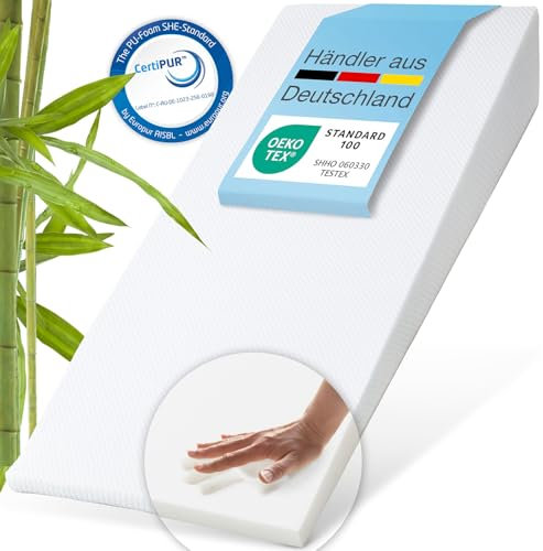 ELONEO Bettkeil Topper 100 x 200 cm aus Memory Foam, Matratzen-Keilkissen zur Bettneigung, Keilmatratze, Keilförmige-Matratzenauflage, Erhöhungskeil, Bezug waschbar