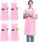 4 Pezzi Grembiuli da Chef Rosa​, Grembiule Unisex Regolabili con 2 Tasche, Grembiuli Personalizzabili per Uomo e Donna, Grembiuli Professionali per Cucina, Giardinaggio, Ristorante, Caffetteria (Rosa)