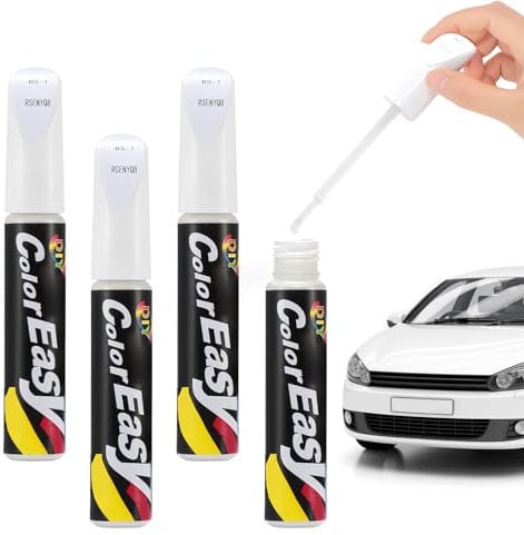 Pardofelis 4 Stück Lackstift Auto Weiß, 12ml Auto Reparatur Lack Auto Pinsel, Auto Kratzer Reparatur Stift, Autokratzer Reparaturmittel Autolack Reparatur für Autos Reparaturwerkzeug