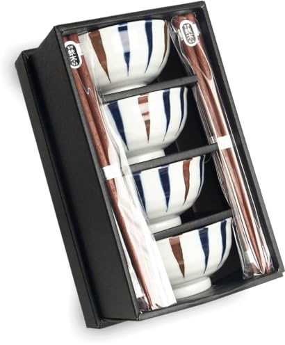 Japanese - Bowl set - Crockery set 4 people - With chopsticks - Dining set - Noodles set - Serving bowls - Breakfast bowls - Dessert bowls - Soup bowls - Muesli bowls - Salad bowl - Poke bowl