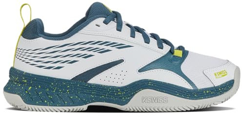 K-Swiss Speedex Padel, Scarpe da Paddle Uomo, Bianco/Verde Acqua Indiana/enotera, 41 EU