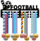 CREATCABIN Porta Medaglie Da Calcio Appendini per Medaglie Espositore per Medaglie Da Calcio Sport Premi Da Appendere In Metallo Ferro Da Stiro Supporto Piccolo Premi per Parete Badge per Casa 29x13cm
