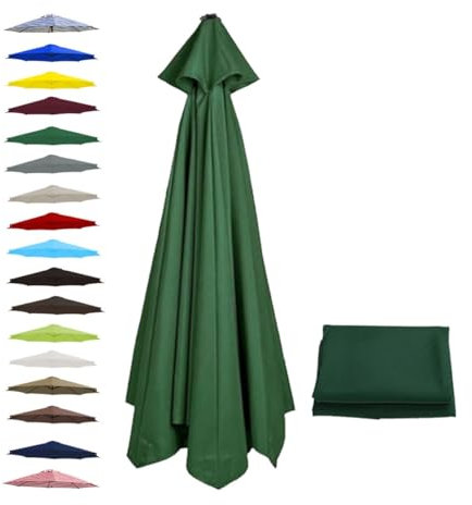 BEEGMA Replacement Parasol Canopy 2.0m 2.50m 2.70m 3.0m Canopy Replacement Top 6 Arms Patio Garden Beach Umbrella Canopy Cover(Color:Dark green,Size:3.0m/10FT)