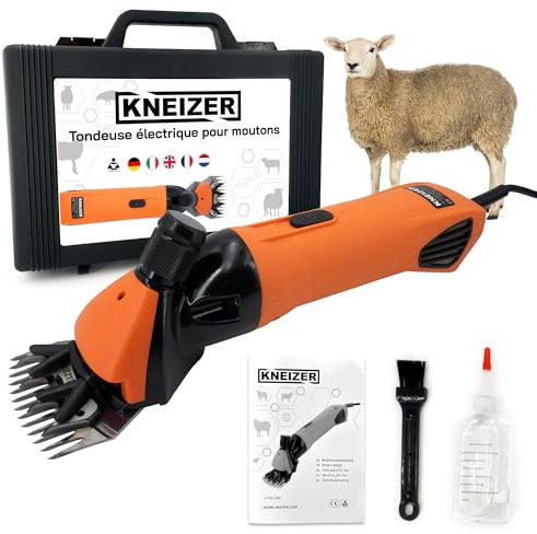 KNEIZER Tondeuse électrique pour moutons - Convient à toutes les races de moutons et à tous les pelages - Lames interchangeables - Moteur puissant - Faible vibration et faible bruit - Sans entretien