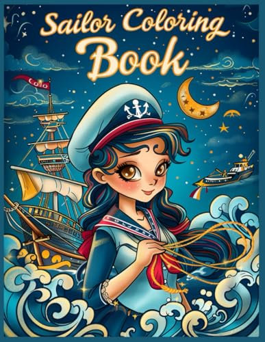 Sailor Coloring Book: Kawaii Sailor Shopping Coloring Pages for Stress Relief