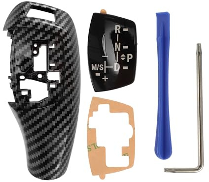 TUCKBOLD Schaltknaufknopfabdeckung Für BMW 1er F20 F21 12-18 1 Set | ABS, Kohlefaser Schwarz, Wasserdicht, Selbstklebend, Für BMW 1-7er & X3/X4 F-Serie (08-19)