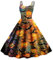 Halloween-Kostüme für Damen 2024, Kleider mit blutigen Mustern, V-Ausschnitt, Spaghettiträger, fließende Kleider, A-Linie, Swing-Partykleid Kleid Winter Damen Elegant (Yellow, L)