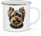 OM3® Jolie tasse en émail avec motif chien - Yorkshire Terrier - Yorkshire Terrier - Chien - Tasse émaillée - 300 ml - Imprimé des deux côtés - Métal blanc