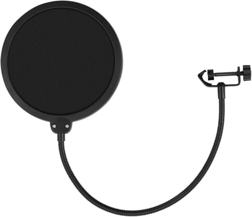 Rynli Dual Layer Pop Filter for Blue Yeti & ASMR Microphone, Professional Mic Shock Mount with Foam Cover & 360° Flexible Gooseneck, Enhanced Sound Shield Guard