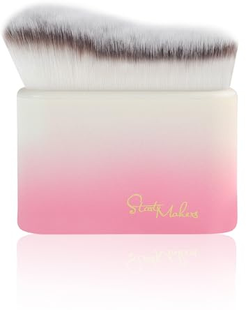Start Makers Großer Kabuki Selbstbräuner Pinsel für Körper & Makeup, Bräunungspinsel für Flüssigkeit, Creme, Puder, Foundation Make Up Pinsel – Streifenfreie Bräunung, Bronzer & Contouring (Rosa)