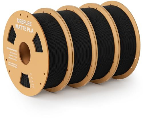DEEPLEE Matte PLA Filament 1.75mm 3D Drucker Filament, Maßgenauigkeit +/- 0.02mm, für die meisten FDM 3D Drucker, Schwarz 4KG