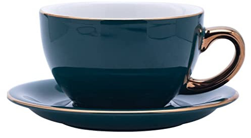 RKVXCJHDR water Cup Ceramic Coffee Cup and Saucer Set Afternoon Tea Cup Latte Milk Mug Household Tea Cup (10oz) Insulated Tumbler