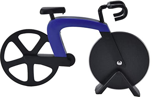 Fahrrad-Pizzaschneiderrad, Edelstahlklinge, Fahrradform-Pizzamesser, Küchen-Pizzaschneidewerkzeug für Motorradliebhaber, sicheres Antihaft-Design (Blue)