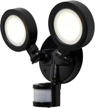 LITECRAFT Arneb Floodlight Outdoor LED Adjustable 2 Light with PIR Motion Sensor - Black