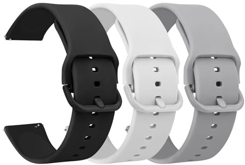 Amzpas 3 Stück Ersatz Uhrenarmbänder Silikon 20mm 22mm Armband, Uhren Zubehör Uhrenarmbänder Watch Band für Damen Herren