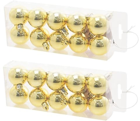 OXYN Set 20 Palline Diametro 4cm Natalizie Miste Albero di Natale Decorazione in Plastica Opache e Lucide Colori Varia Forma Addobbi Festivi per Casa Negozio Matrimonio Vetrina (Oro Lucido)