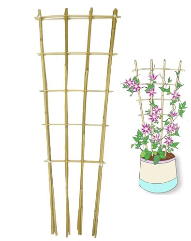 Natural Bamboo Trellis, 3Feet,3Pack,Fan-Shaped Plant Support Trellis for Outdoor and Indoor Potted Climbing Plants,Vegetables, Cucumber, Tomato, Hoya, Wisteria,Ivy,Orchid, Jasmine Monstera, Vine,