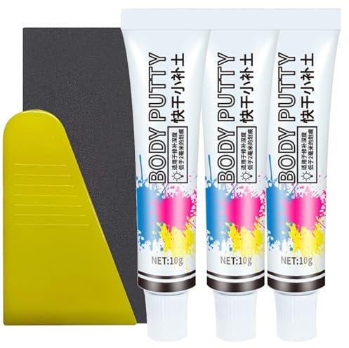 3-Piece Car Body Repair Kit with Scratch Filler, Dent Filler & Quick Dry Paint Chip Repair - Perfect for Deep Scratches & Peeling Paint - Automotive Putty Kits Included
