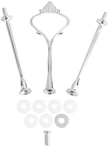 Cake Stand Fittings Kits,Multi tiers Cake Cupcake Tray Stand,Fruit Plate Hardware Fitting Holder for Wedding Party Making Resin Cupcake Dessert Platter Serving Stand (Three-layer small crown silver)