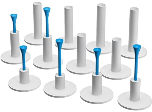 Rubber Golf Tees for Mats, Driving Range Tees - Winter Golf Tees for Practice, Golf Mat Tee for Simulator, Golf Accessories - 2 each of 6 Sizes Rubber Tees & 10 each of 2 Sizes Plastic Tees (32 Pcs)