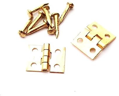 Mini-Scharnier, kleines Scharnier, 12 Stück, Mini-Schmucktruhe, Geschenk, Wein, Musik, Holzbox, Koffer, Puppenhaus-, Schranktürscharnier mit Schrauben, 4 Größen (Mini 8 x 10 mm, Gold)