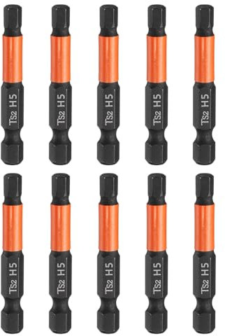 sourcing map 10pcs Hex Head Wrench Drill Bit 5mm(H5) Metric 1/4 Hex Shank 2(50mm) Length S2 Steel Magnetic Impact Drivers Screwdriver Bit Hexagon Electric Drill Bits