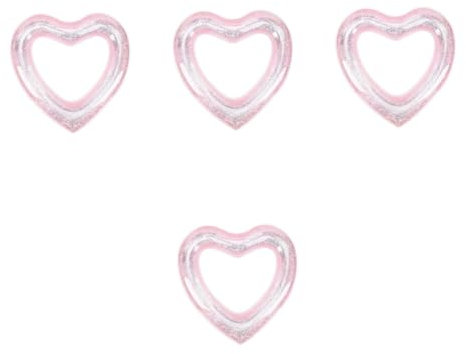 Abaodam 4stücke Aufblasbarer Herz-schwimmring Mit Pool Float Für Strand Schwimmbad Und Wasserpartys Lustiger Stabiler Schwimmreifen Herzform Roségoldene Glitzerpartikel