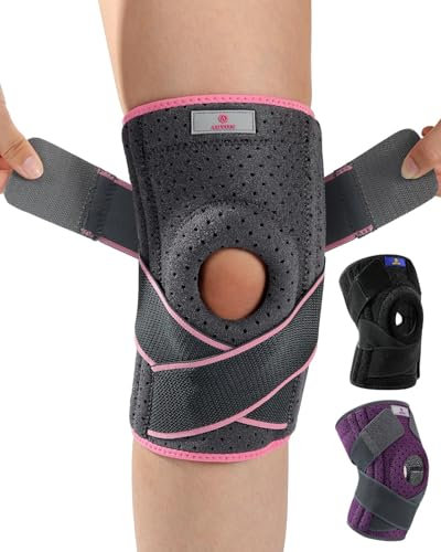 ABYON Ginocchiera Ortopedica, Regolabile Tutore Ginocchio con Stabilizzatori Laterali Rotulea Supporto Sportiva per Uomo e Donne Legamenti Rotula Menisco Artrite (L/XL)
