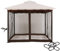 Moskitonetz, Insektenschutz, Fliegengitter Pavillon Seitenwänden Gartennetze Outdoor Moskitoschutz Sonnenschirm Mesh Anti-UV Polyester 4 Seitenteile mit 4 Reißverschluss Türen (Brown, 10 X 12 Ft)