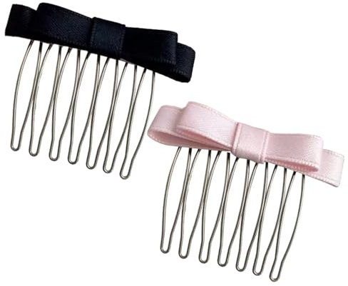JEYORZY 2 Seitenkämme aus Metall, Kämme für Schleier, Damenaccessoires mit Dutt-Clip, französisches Haar, 7 Zähne, Hochzeit, Braut