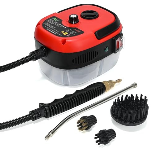 2500W Handheld Steam Cleaner, 1.0L Portable High Temperature Pressurized Steamer, 6 Speeds, 4.5Bar, 3 Heads for Home Kitchen Bathroom Furniture Window Glass Carpet Car Upholstery Floor Cleaning