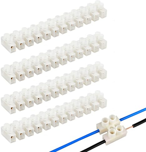 4Pack 30A Electrical Connector Blocks | 30 Amp 12 Way Electrical Terminal Connector Strips, Electric Wire Chocolate Chock Blocks Connecting for Wiring Cable