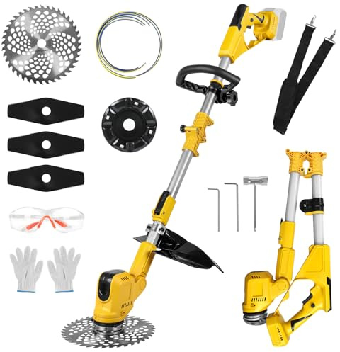 Rasentrimmer mit Unkrautbürste für Dewalt-Akkus, 20V Akku Rasentrimmer, Teleslopstiel (24cm Schnittbreite, 9000R/min) für Rasen Garten Beschneiden (ohne Batterie)