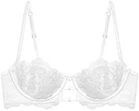 YAMAMAY - Reggiseno Balconcino con Ferretto, Bianco Seta, Linea Dreamy, Donna, 3B