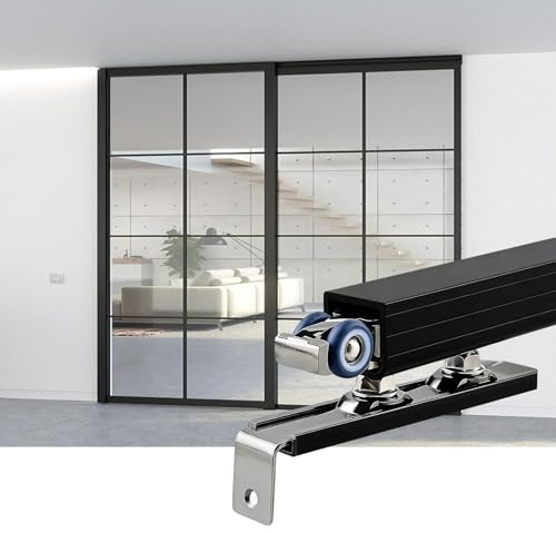 Kit Rail Porte Coulissante Suspendue, Systeme Porte Coulissante Invisible pour Placard Grange Salle de Bain - Design sans Rail Dissimulé, Fonctionnement Fluide et Silencieux