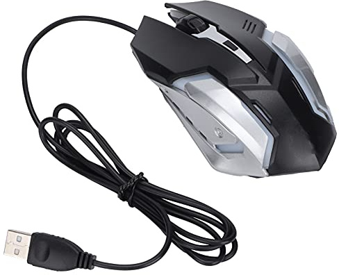 Bewinner X7 Wired Gaming Mouse with 7-Color Breathing Light, 1600 DPI, 4 Programmable Buttons, Plug and Play USB Optical Mouse for PC and Tablet (black)