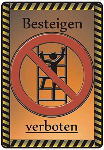 Schild Hinweisschild Hinweis Besteigen verboten Baustelle Notfall Treppe SOS