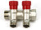 Verteiler 2-Fach mit Absperrventil Rot Sanitär 3/4 x 1/2 Wasser Heizung