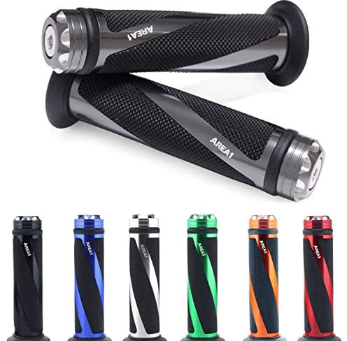 Area1 universal Motorrad Motorroller Lenkergriffe grau 2 Stück 22/24mm für z.B. Duke SMC/R MT07/09/125 Z900/650/500/125 YZF CMX CB500 Hornet SV650 GSXS/R GSF TPH NRG Speedfight Jetforce Runner
