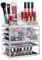 Relaxdays Make Up Organizer mit Schubladen, stapelbarer Schmuckkasten, Acryl Schminkaufbewahrung, transparent-gold