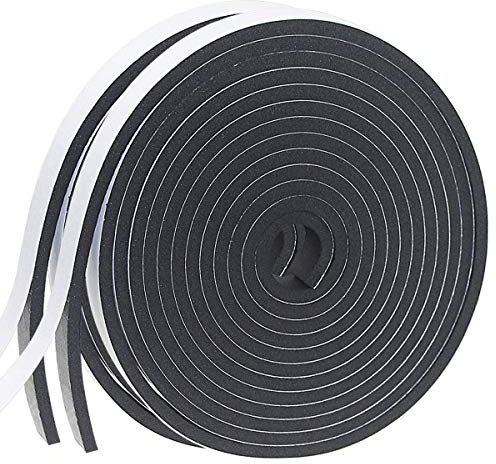 Lot de 2 bandes d'isolation en mousse autocollantes, 12 mm (l)x6 mm (T), boudin de porte pour portes et fenêtres, protection contre les intempéries, antichoc, protection de meubles (10 m au total)