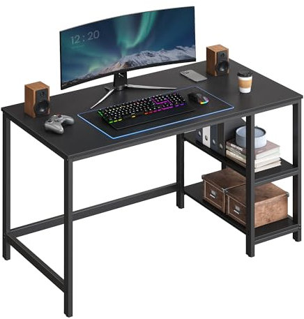 VASAGLE Tisch, Computertisch, Bürotisch, 120 x 60 x 76 cm, moderner Stil, für Arbeitszimmer, Schlafzimmer, Wohnzimmer, Greige-schwarz LWD47MB