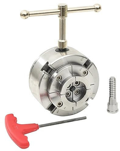 vidaXL 4 Backen Drechselfutter mit M33 Aufnahme, Spannfutter mit 2 Griffen 2 Kunststoffgriffen, Backenfutter für eine Vielzahl von Arbeiten, Drechselzubehör Vierbackenfutter, Silbern Stahl