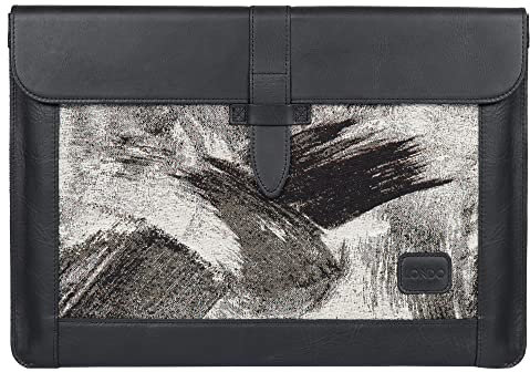 Londo OTTO459 Top Grain Leather Macbook Bag - for MacBook Pro and MacBook Air - 13.3 Inch - 13 Inch - iPad Pro 12.9 Inches - Compatible with M1 and 2020 Model (Black, 13-inches)