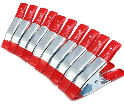 6 Inch Spring Clamps, 10 Pcs Spring Clips, Multipurpose Wood Clamps with Good Gripping and Rubber Tips, Heavy Duty Metal Clips for Tarpaulin, Camping, Modeling, Photography, Woodworking, DIY