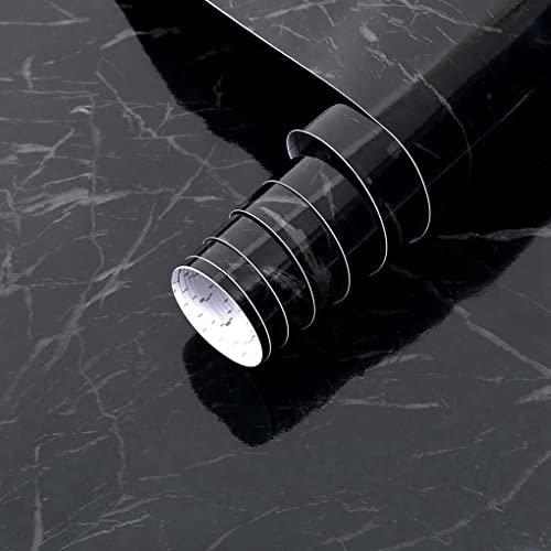 Arthome Black Marble Wallpaper,43.5cmx1000cm Peel and Stick Paper, Black Marble Contact Paper Self-Adhesive and Removable Vinyl wrap Waterproof Film for Cabinets Countertops Wall