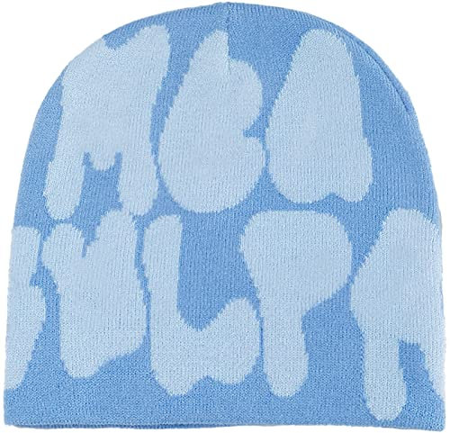 Sindlloger Y2k Accessories Y2k Damen-Beanie-Mütze, Slouchy Beanie, Slouchy Beanies für Damen, Blau, Medium