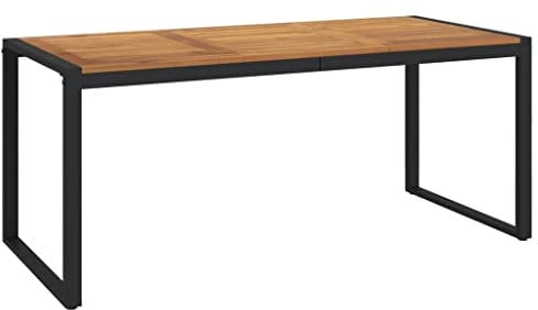 vidaXL Gartentisch, Garten Esstisch mit Metall-Beinen in U-Form, Terrassentisch Rechteckig, Gartenmöbel Tisch, Industrie-Stil, 180x90x75cm Akazie Massivholz