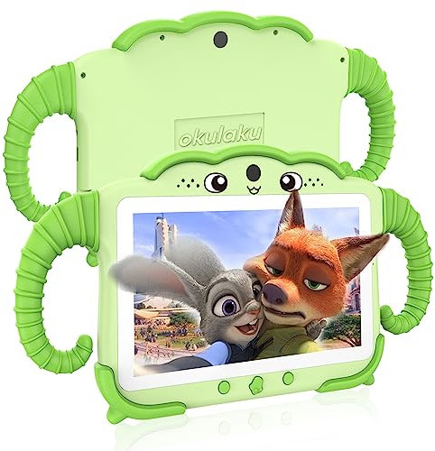 Tablet para niños 7 Pulgadas Android 10 Go Kids Tablets Tablet PC Educativa con WiFi 2GB+64GB Quad Core Control Parental Tableta Táctil IPS de 1024x600 Tablet Infantil con Funda de Silicona Verde